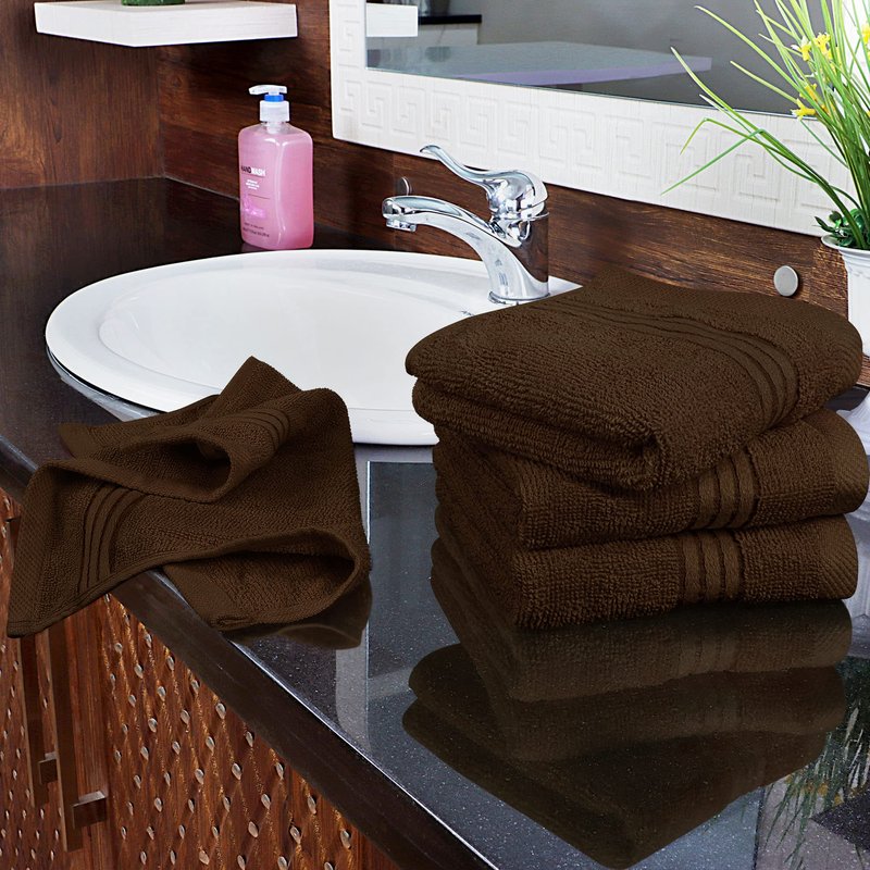 Utopia Towels 12 Pack Premium Wash Cloths Set, 12 by 12 Inches, 100% Cotton Ring Spun, Highly Absorbent and Soft Feel Washcloths for Bathroom, Spa, Gym, and Face, Dark Brown