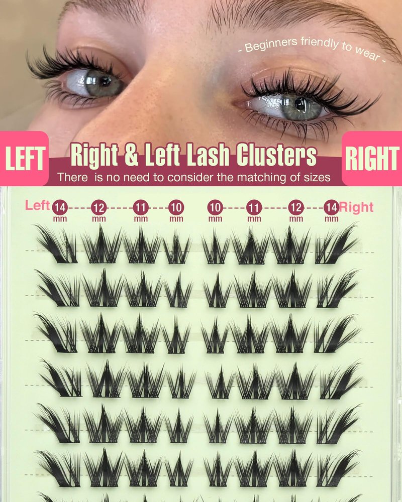 Focipeysa Fox Eye Lash Clusters Cat Eye Lash Clusters Wispy Eyelashes Clusters 10-14mm Eyelash Clusters LC Curl Clusters Lashes that Look Like Extensions DIY Fox Lashes at Home