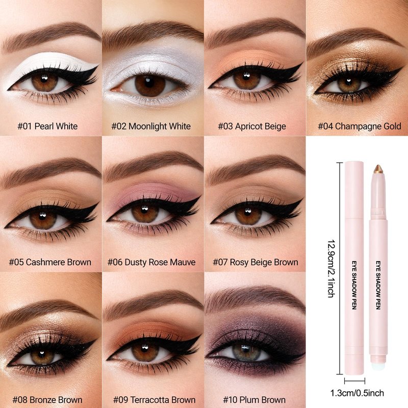 Erinde Plum Brown Eyeshadow Stick, Waterproof Shimmer Eye Shadow Sticks, Cream Eye Shadow Pencil Crayon, Buildable & Blendable Long-Lasting Eyeshadow for Women, Vegan & Cruelty-Free, B10