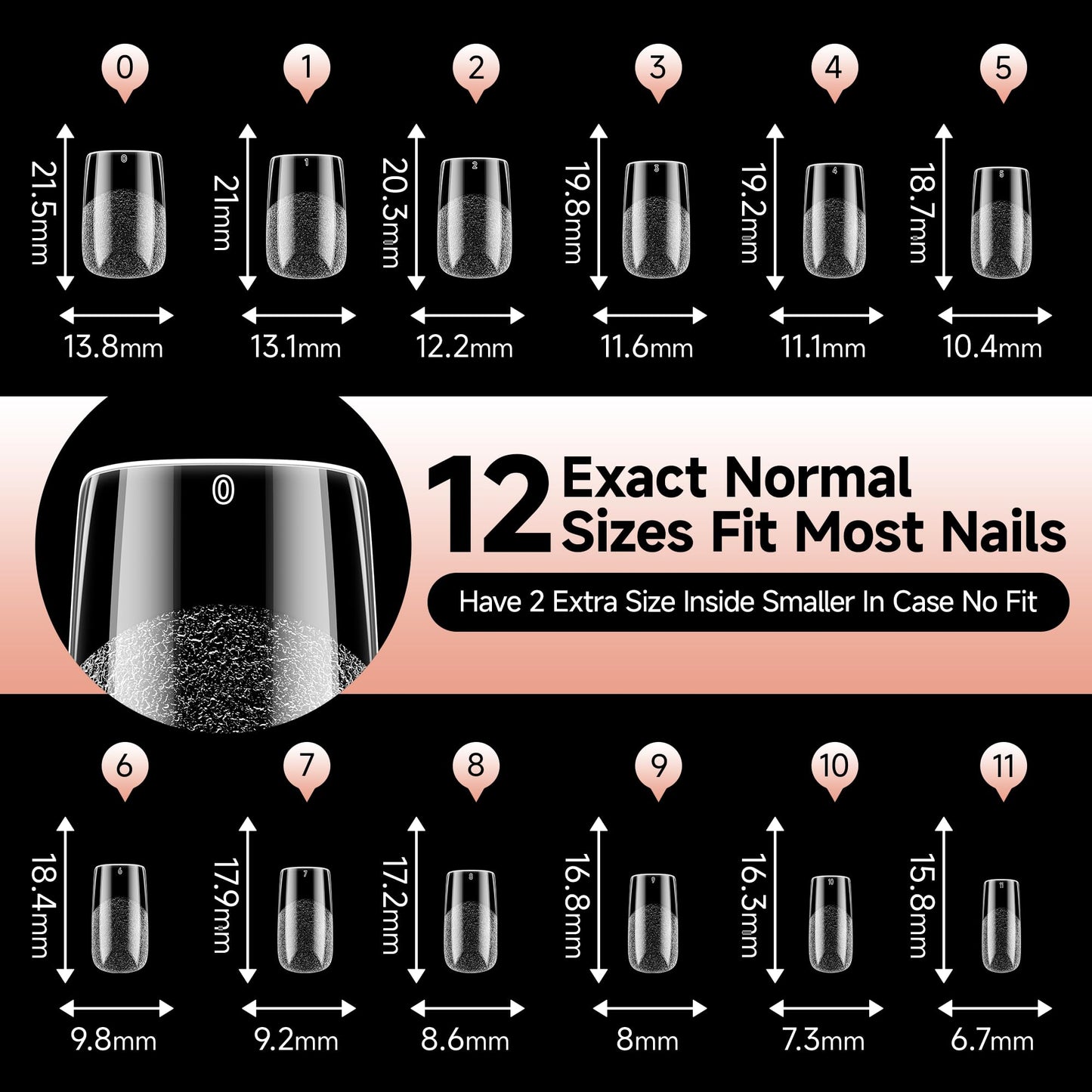 UNA GELLA Nail Tips Short Square, Pre-buff Matte Gel Nails Tips Short Square Nail Tips 120pcs Clear Full Cover False Fake Nails for Nail Extensions DIY Home Salon 12 Sizes for Women