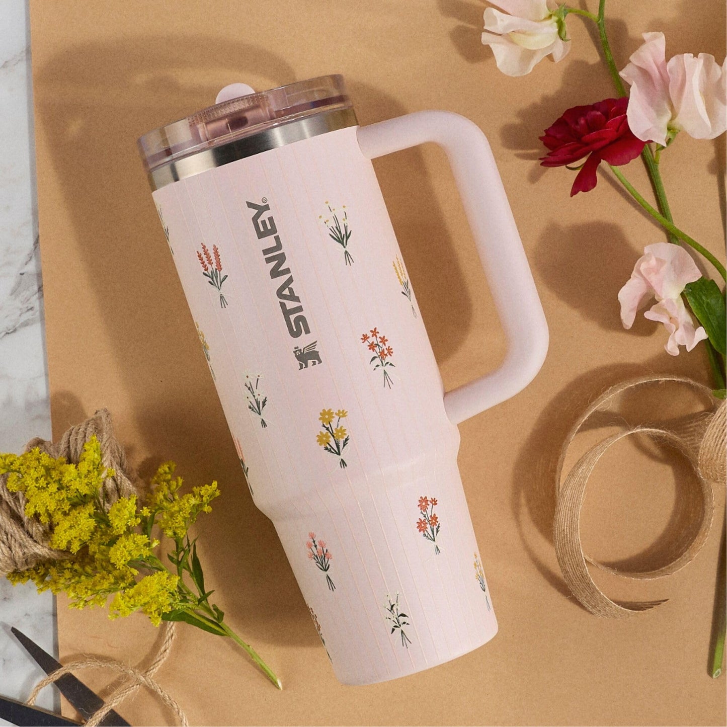 STANLEY Quencher ProTour Flip Straw Tumbler | Leakproof Lid, Straw & Handle | Insulated Stainless Steel | Fits Cup Holders | Perfect Mother’s Day Gift | BPA-Free | 30 oz | Rose Quartz Bouquets