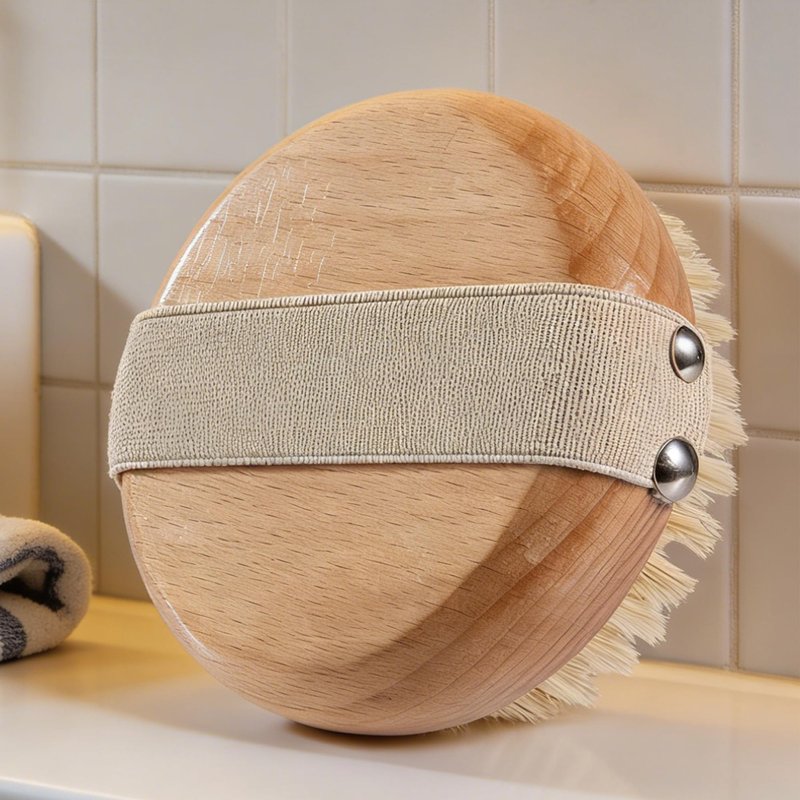 BlueForest Era Round Dry Brushing Body Brush with Natural Boar Bristles for Cellulite Remover, Helps Lymphatic Drainage, Improve Circulation Exfoliation for Soft Skin, Body Scrub Deep Cleanse