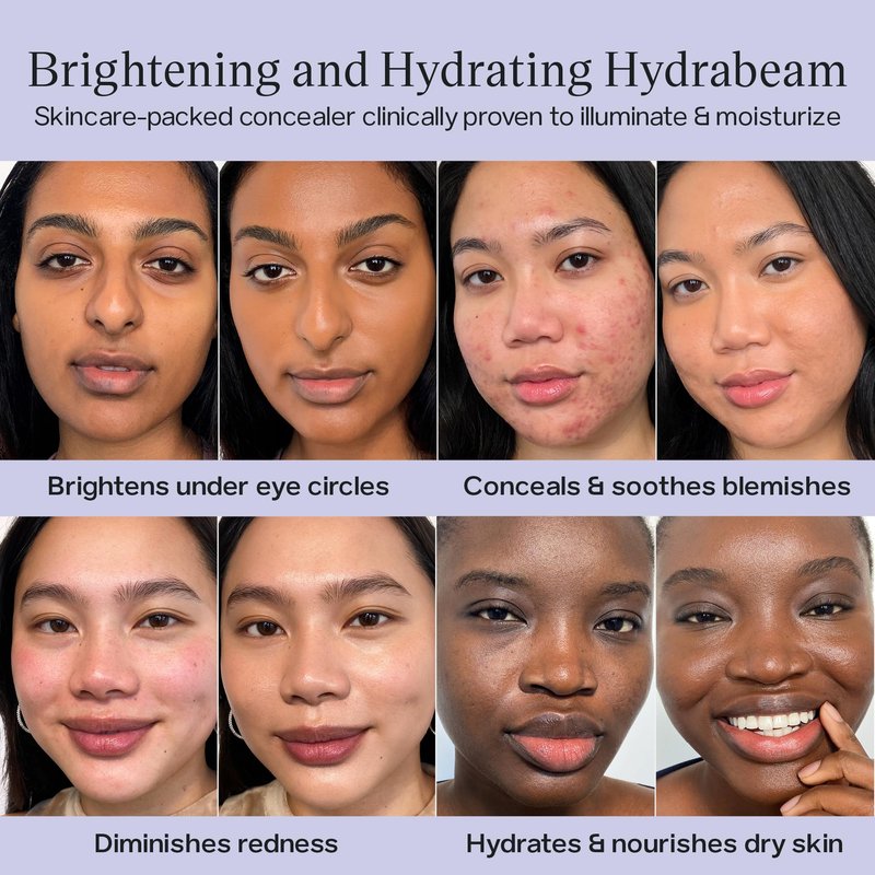 Saie Hydrabeam Under Eye Brightener - Sheer + Hydrating Concealer with Glycerin, Squalane + Cucumber Extract - Brightening Under Eye Concealer + Corrector for Even, Glowing Skin - Shade 6 (0.2 oz)