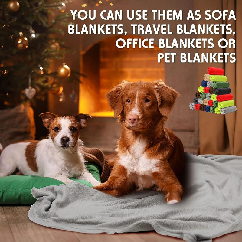 (24 Pack) Bulk Fleece Fall Throw Blankets 50x60 for Wedding Favors, Homeless Women, Men, Homes, Bed, Sofa, Couch, Office, Pet Blankets, Travel | Soft Warm Lightweight Throw Blankets in Bulk (8 Color)