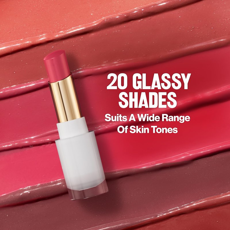 REVLON Super Lustrous Glass Shine Balm, Sheer Glossy Tinted Lip Balm, Hydrating Formula with Hyaluronic Acid, Aloe & Rose Quartz, 004 Nude Illuminator, 0.11 oz
