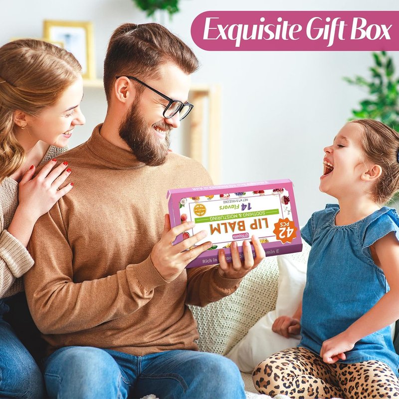 Yopela Mini Lip Balm - 42 Pack of Natural Lip Balms with Vitamin E & Coconut Oil | Moisturizing Gift Set for All Ages
