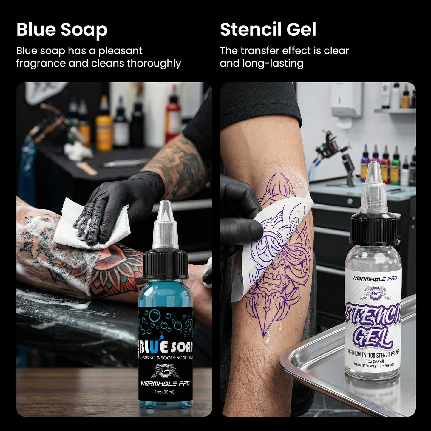 Wormhole 2,300mAh Battery Wireless Tattoo Kit Tattoo Gun Kit with 7 Adjustable Stroke Tattoo Machine with Normal/Jump-Start/Dot Working Mode with LED Digital Display for Artist WTK0257