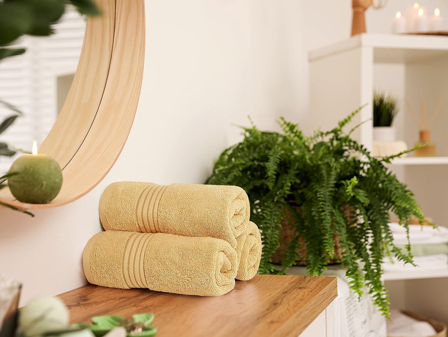 Utopia Towels - Premium 6-Piece Hand Towel Set | 100% Cotton, Lightweight & Absorbent - 16" x 28", Beige