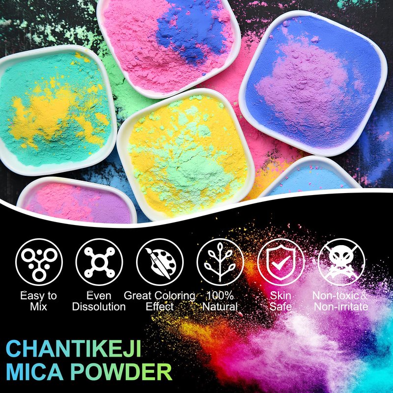 CHANGTIKEJI Mica Powder,24 Colors - 10g/Bottle of Natural Pigment Powder for Epoxy Resin,Soap Making,Candle Making,Lip Gloss,Car Freshies,Dye,Nail Polish,Bath Bombs