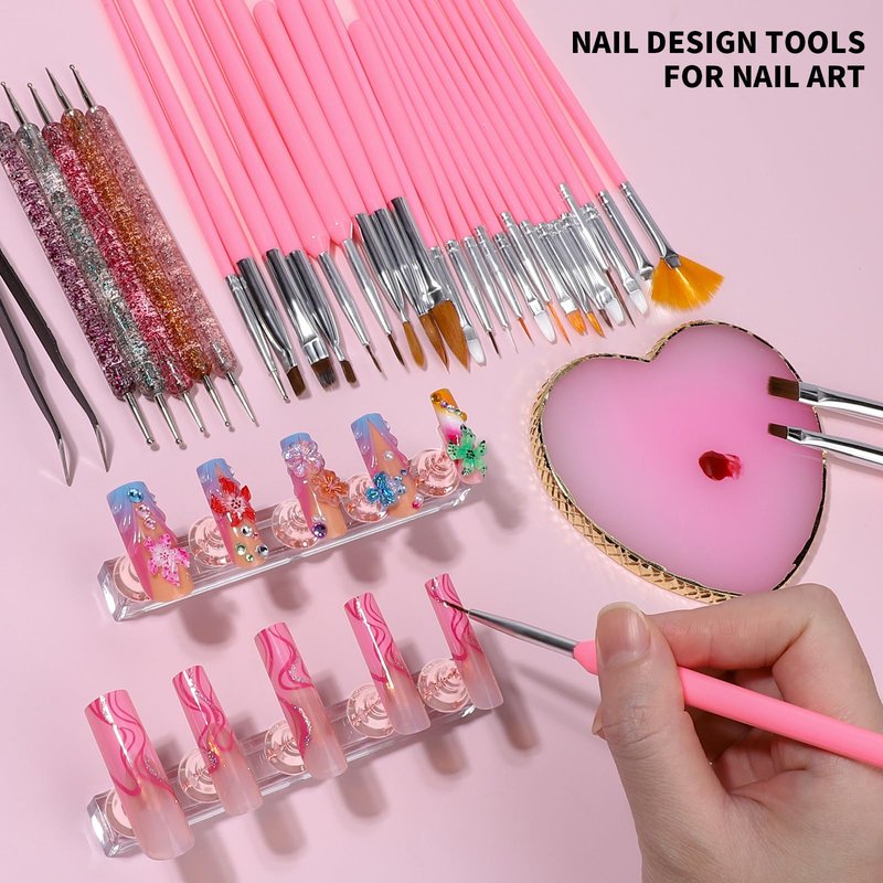 FANDAMEI Nail Art Tools, Nail Design Tools, Nail Art Brushes, Nail Brushes For Nail Art, Nail Art Kit, Nail Stand, Nail Holder For Painting Nails, Nail Dotting Tool, Nail Art Palette, Nail Tools