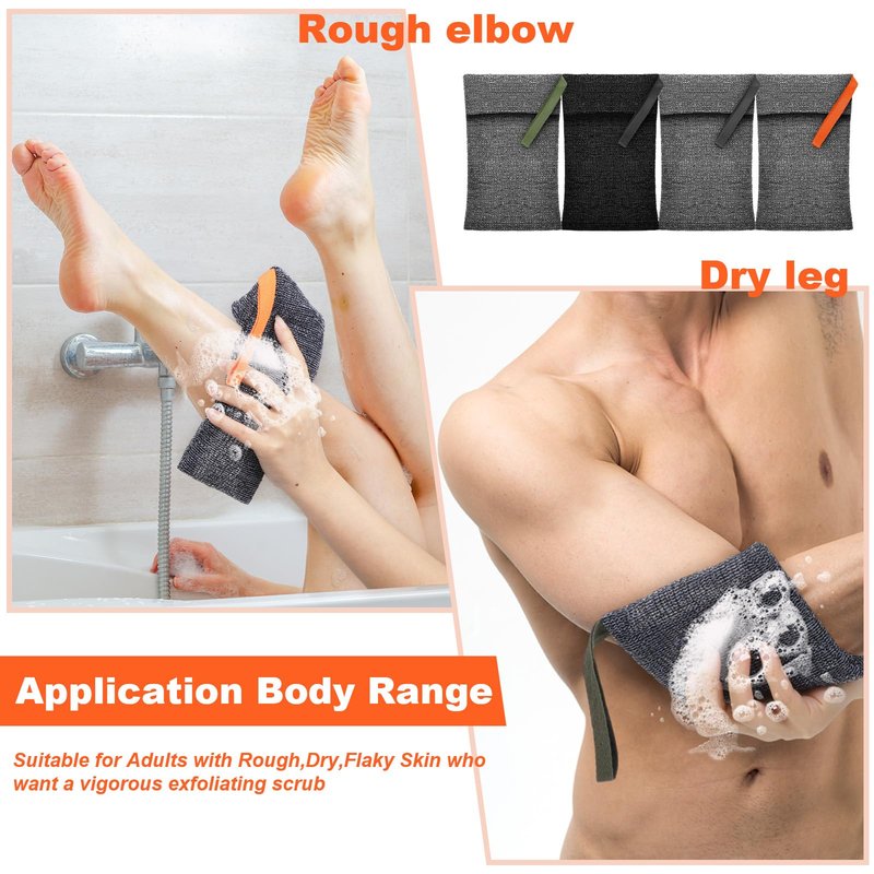 ElevateTech 4Pcs Soap Bags Bar Soap Pouch for Deep Exfoliating Saver Pouch Body Scrubber Shower Sponge Mesh Bar Soaps Foam Lather Pouches Use in Shower for Bath Travel Gift 7.48 × 4.72 in Gray Black