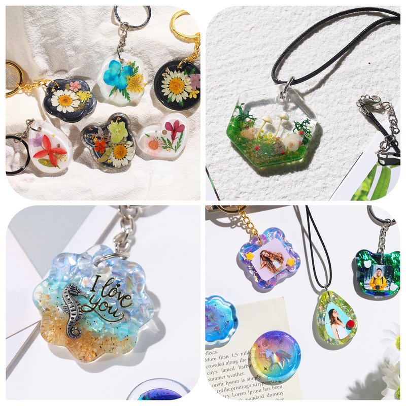 LET'S RESIN Keychain Resin Molds Silicone with Hole, 16 Cavities UV Resin Jewelry Pendant Mold for Beginner, Epoxy Resin Molds for Keychain Pendant Jewelry Making