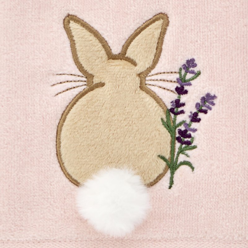 SKL Home Easter Cotton Tail 100% Cotton Embroidered 2pc Hand Towel Set with 3D Embellishment, Decorative for Bath/Kitchen/Bar & Gift, Pink