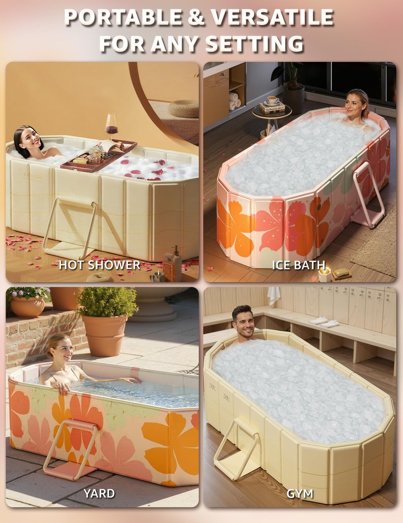 Portable Foldable Bathtub for Adults,47"Lx22"Wx20"H,White