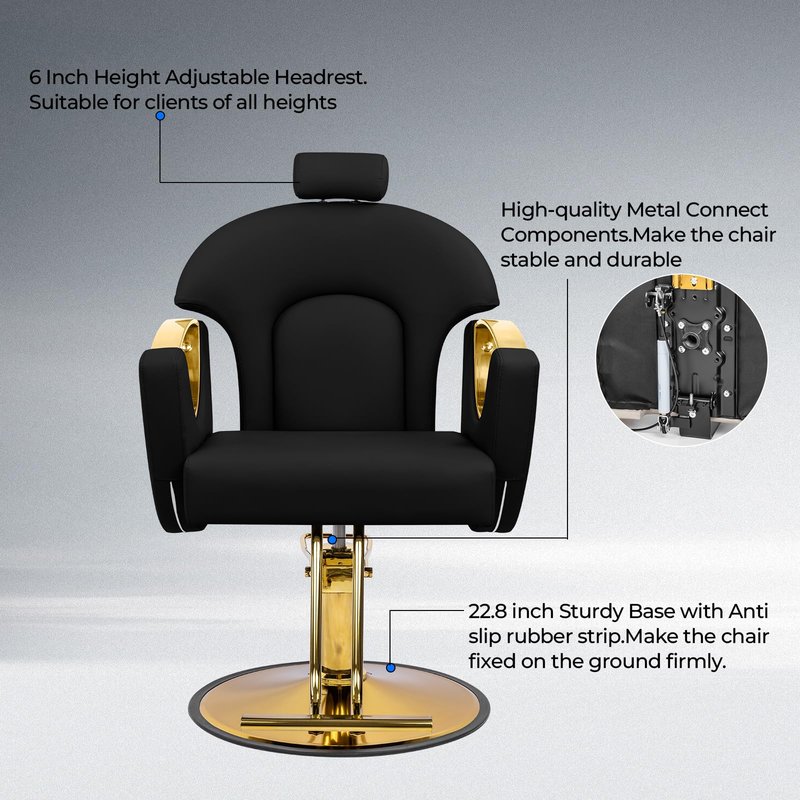 Lavoker Barber Chair Reclining Styling Salon Chair for Hair Stylist Height Adjustable 360 Swivel for Home Barbershop