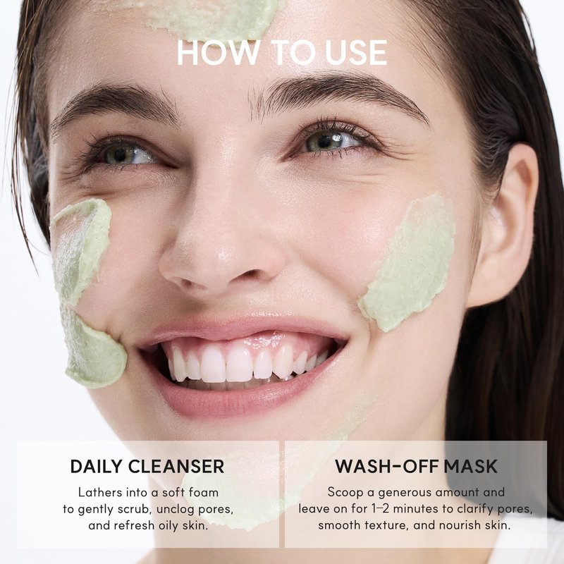 Arencia Korean Rice Mochi Face Cleanser - Face Wash, Gentle Scrub All in One for Deep Cleansing, Moisturizing, Pore Minimizing, Acne-Prone Skin, Removing Blackhead with Rice Water & Green Tea