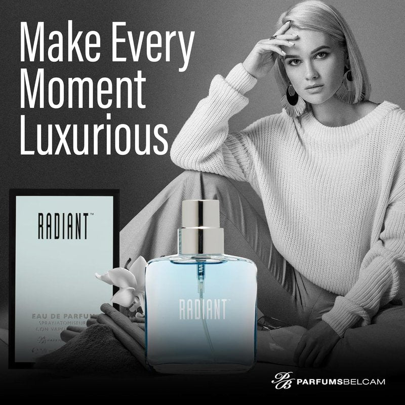 PB ParfumsBelcam Radiant Eau de Parfum for Women - Warm Oriental Vanilla & Citrus Notes | 1.7 Fl Oz