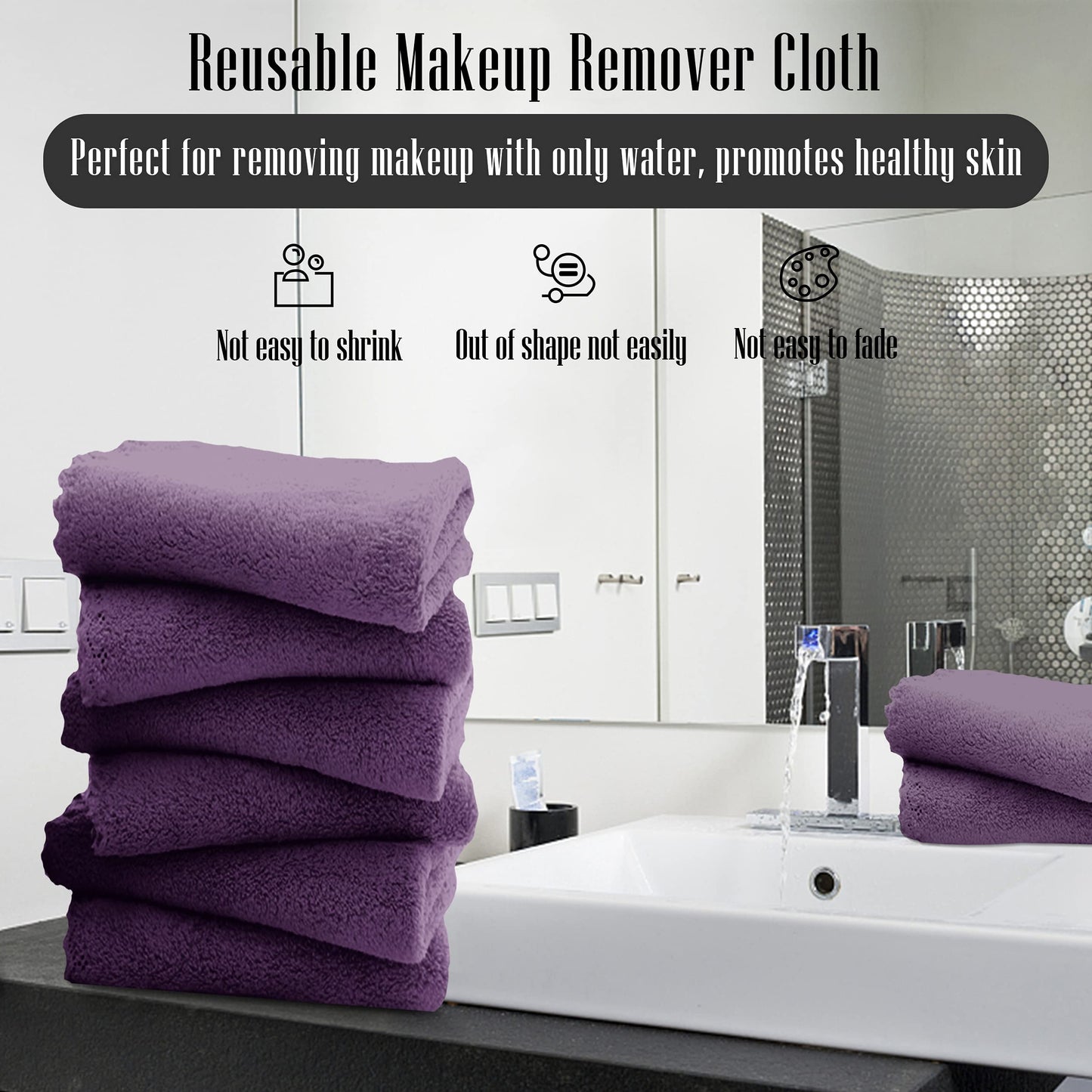TENSTARS Silk Hemming Bath Towels for Bathroom Clearance - 27 x 55 inches - Light Thin Quick Drying - Soft Microfiber Absorbent Towel for Bath Fitness, Sports, Yoga, Travel, Gym - 2 Pack, Grape Purple