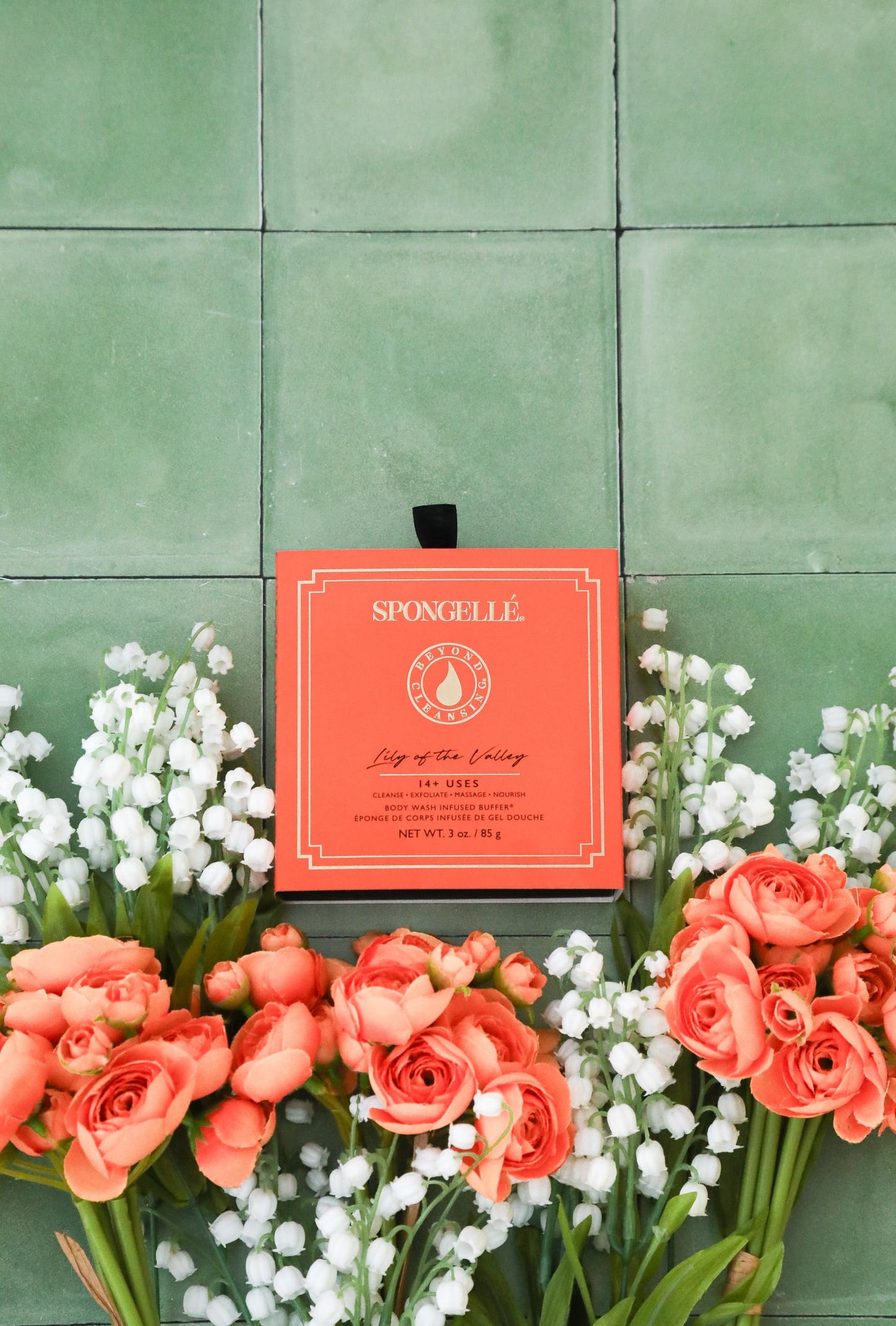Spongellé Lily of The Valley Wild Flower Bath Sponge with Box for Mothers Day Gift | Built-in Body Wash & Body Scrubber, Shower Loofah Sponge for Women | 14+ uses