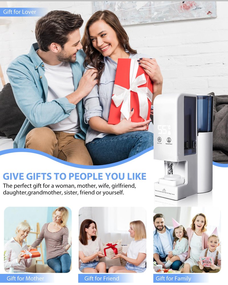 Hot Face Towel Heater Machine, Automatic Disposable Towel Warmer with Steam, 5-Second Heating, 55°C Constant Temperature, Portable Face Towel Steamer (Towel Machine+100PCS Towels)
