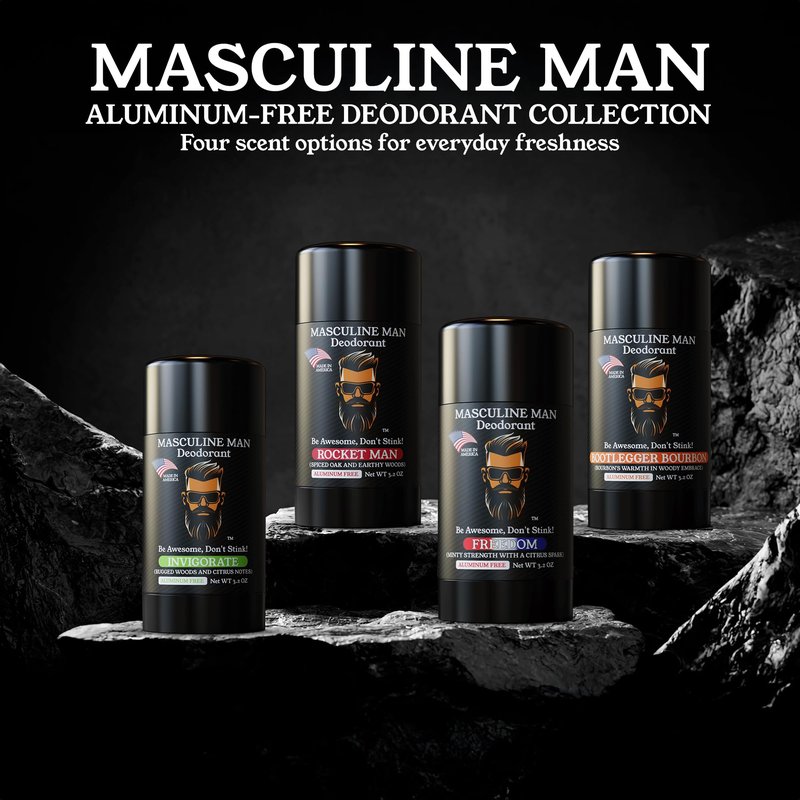 MASCULINE MAN Deodorant for Men - Aluminum Free Mens Deodorant - Natural Deodorants - Sweat Protection for Underarm, Stain-Free Stick Deodorants, Made in USA, 3.2oz (Pack of 2, Invigorate)