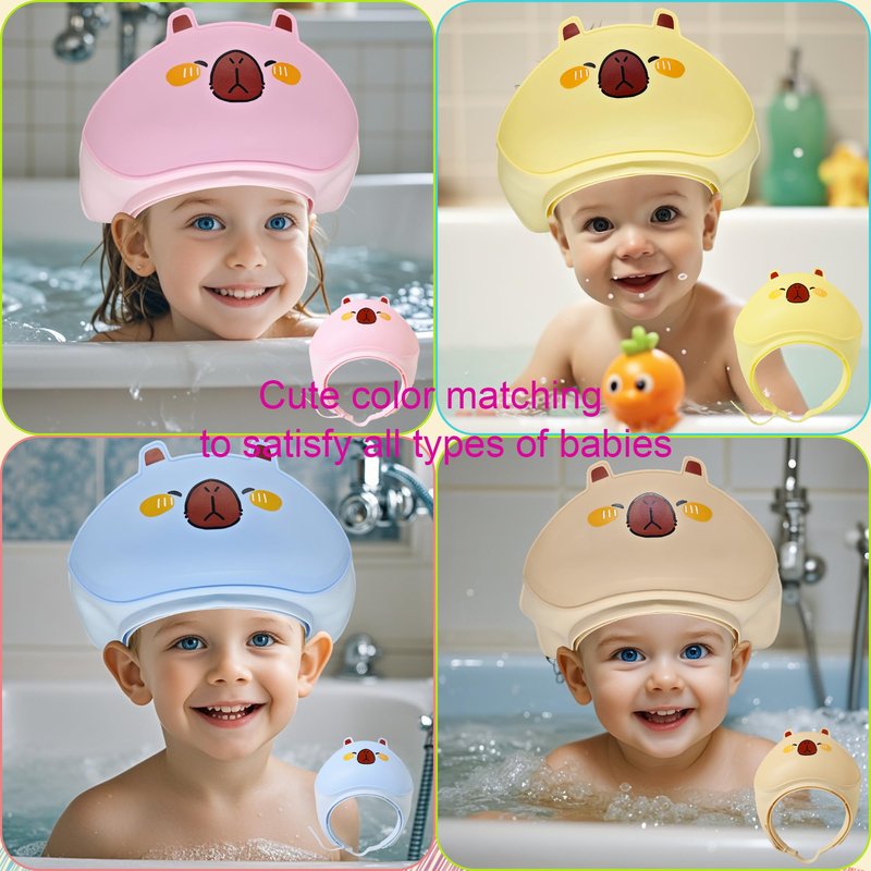 Baby Shower Cap - Waterproof Bath Visor for Toddlers 1-3 Years, Extra Soft Silicone Hair Washing Hat for Kids, Keep Water Out of Eyes (Pink)