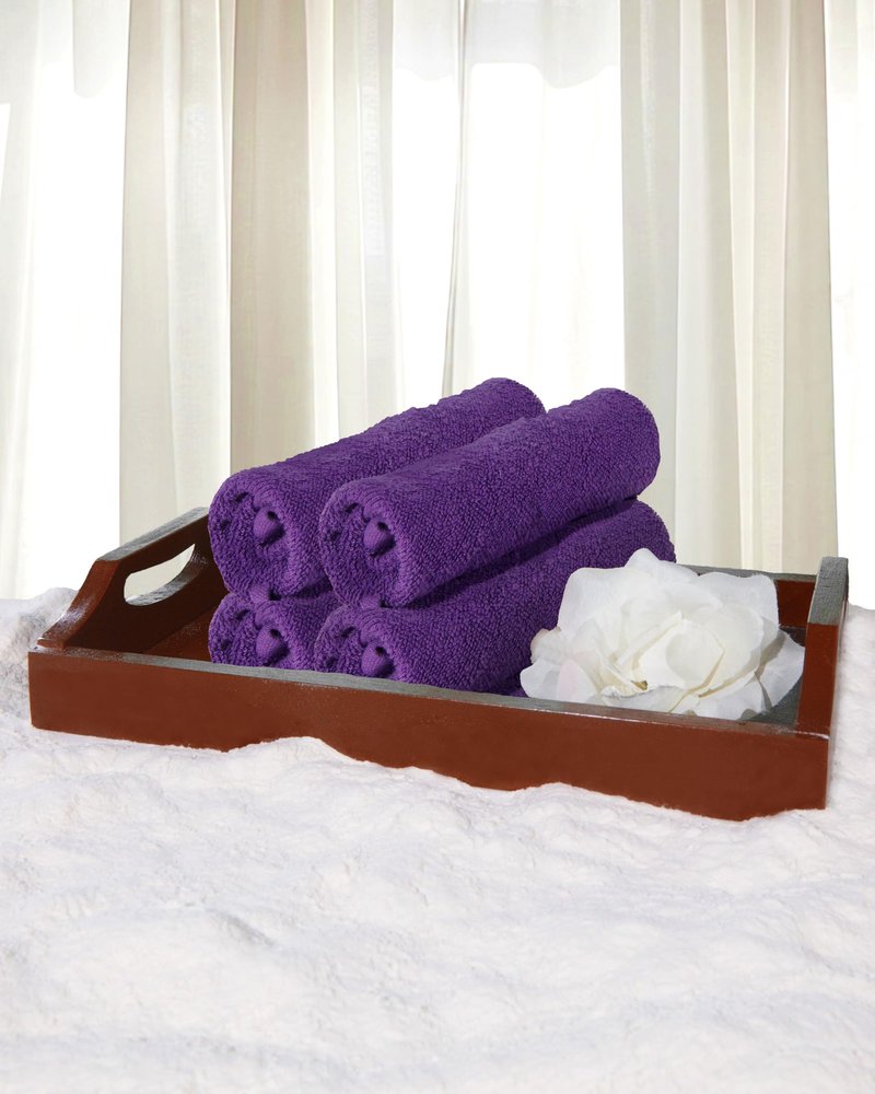 The Holy south13 x13 Premium Wash Cloths Set,100% Cotton Ring Spun,Medium Weight, Absorbent Fast Dry, Soft Feel Washcloths for Bathroom, Spa, Face, fingertip Towel, (Pack of 4) (Purple)