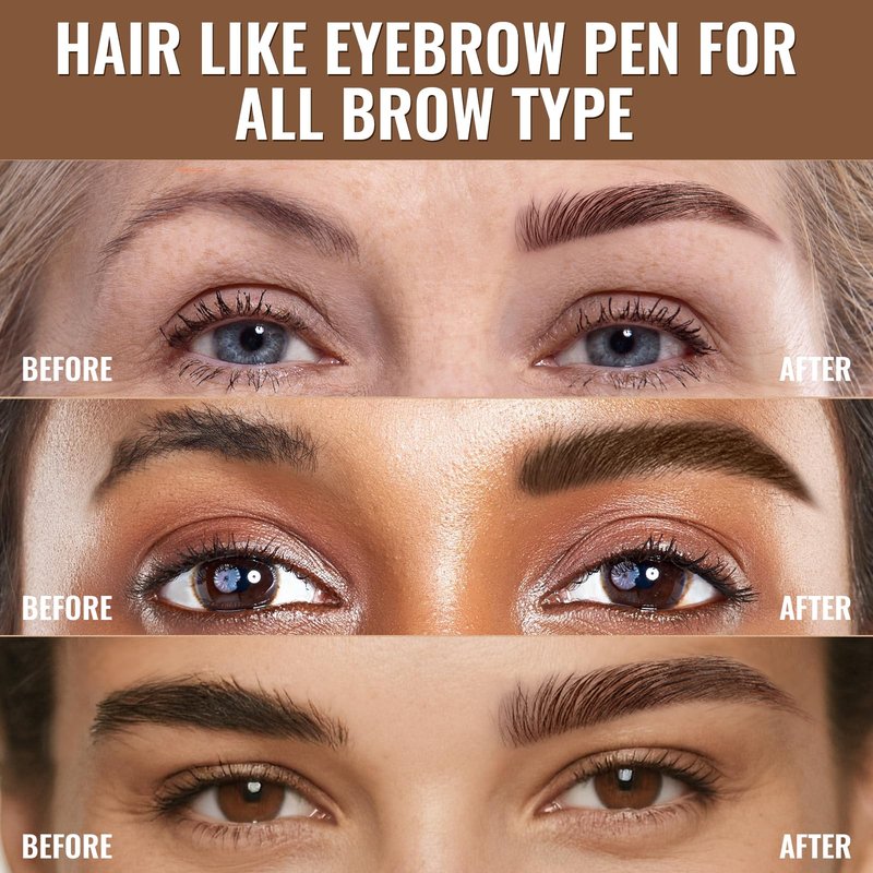 iMethod Eyebrow Pen - Eyebrow Pencil,2-in-1 Eyeliner Dual-Ended Brush-Tip Microblading 4d Eyebrow Pencils for women,Long Lasting Waterproof Hair-Like Brow Pencil,with Eyebrow Brush,DarkBrown