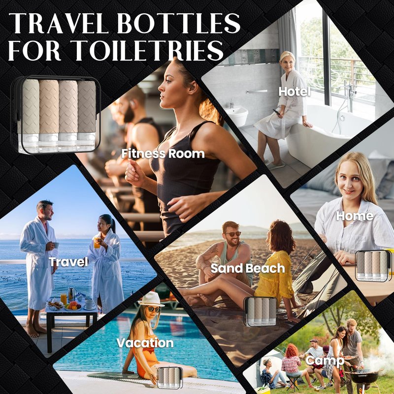 Silevoler Travel Bottles for Toiletries, TSA Approved Silicone Travel Size Containers for Toiletries, BPA Free Leak Proof Refillable Essentials Accessories, Shampoo and Conditioner Bottles (Cream)