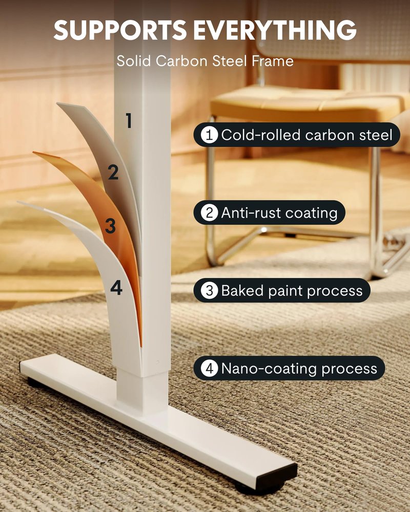 FLEXISPOT EN1 One-Piece Standing Desk, 48"x24" Seamless Desktop Electric Height Adjustable Desk for Home Office, Multi-Monitor Setups & Easy Assembly, White