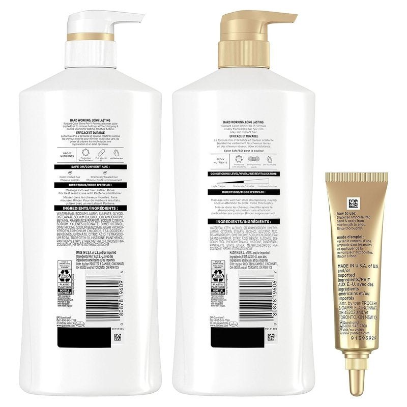 Pantene Radiant Color Shine Shampoo, Conditioner & Treatment Set | Safe for Color-Treated Hair