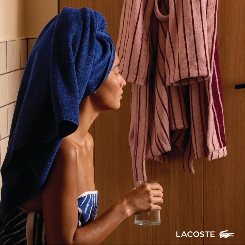 Lacoste Grand Slam 6-Piece Towel Set – Soft and Absorbent 100% Cotton Towels for Bathroom, Quick-Drying – Includes 2 Bath Towels, 2 Hand Towels, 2 Washcloths, Navy