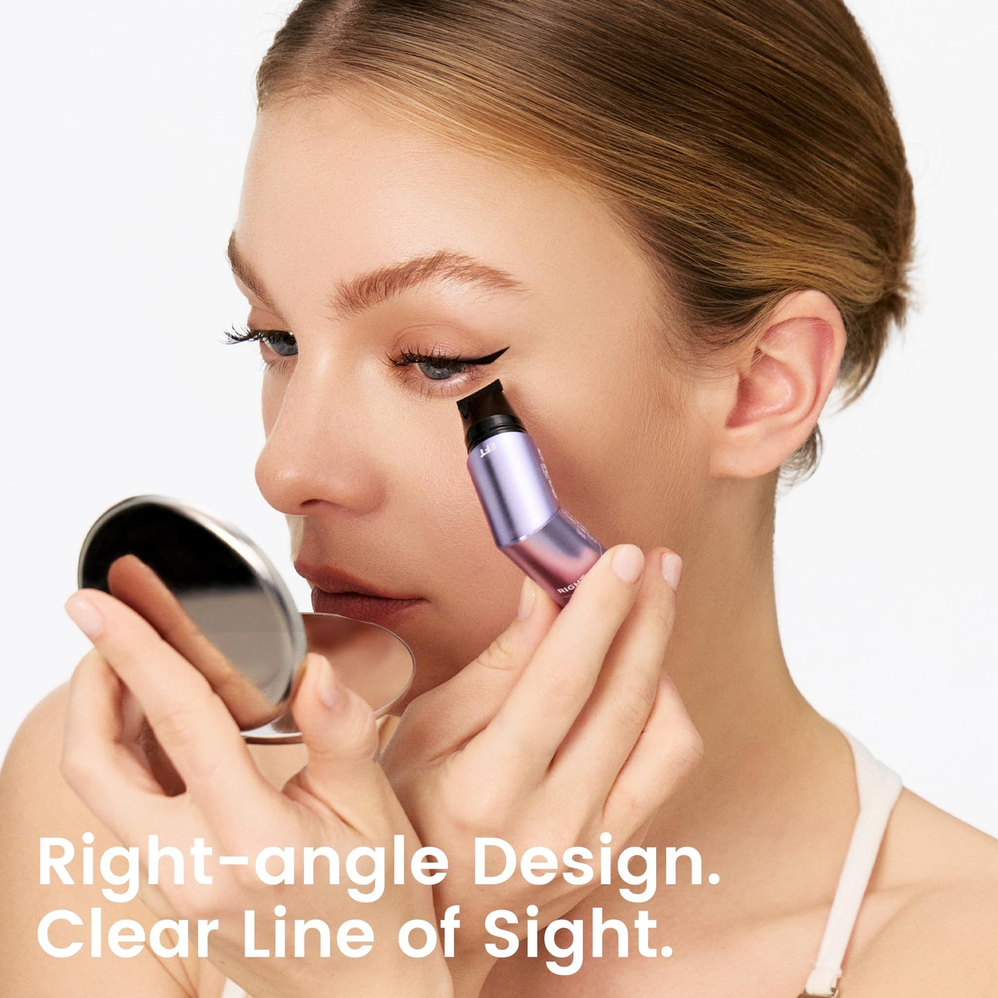 Unicos Winged Eyeliner Stamp - 90° Ergonomic Cat Eye Makeup Tool with Dual-Sided L/R Symmetry, Waterproof & Smudge-Proof Liquid Eye Liner Pen, 2.1ml High Capacity, Long Lasting Finish, 15mm