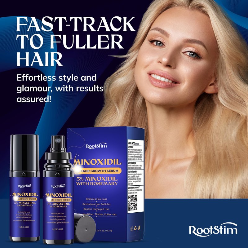 5% Minoxidil Hair Growth for Men and Women: 2-Pack Extra Strength Minoxidil Hair Loss Treatment Serum with Rosemary for Faster Stronger Thicker Hair Growth - 60ML Each