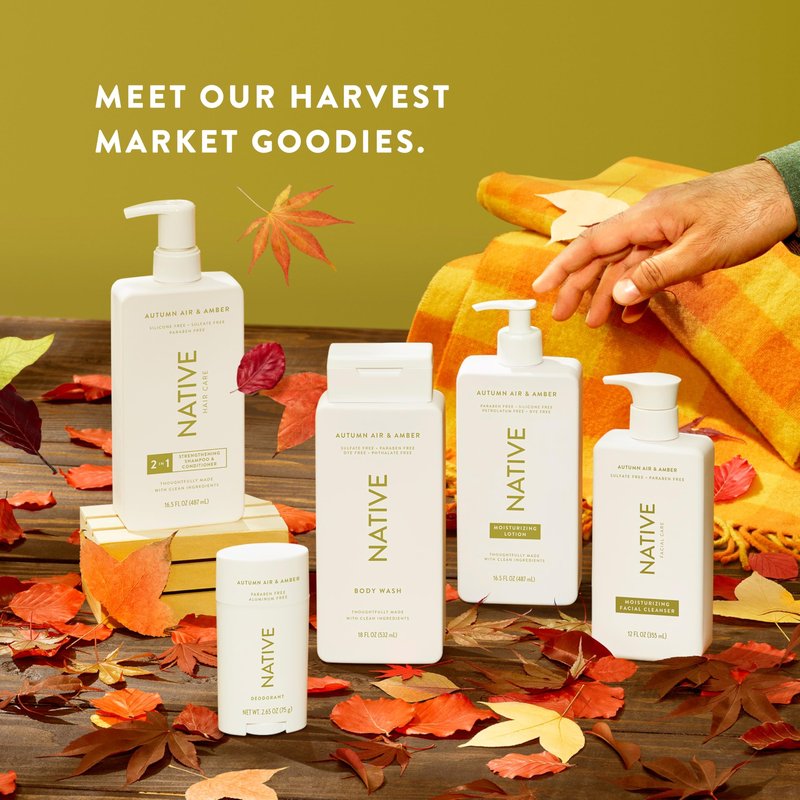Native Body Wash with Naturally Derived Ingredients – Autumn Air & Amber – Sulfate & Paraben Free – For Women & Men – Skin‑Loving Cleanser – 18 oz (2‑Pack)