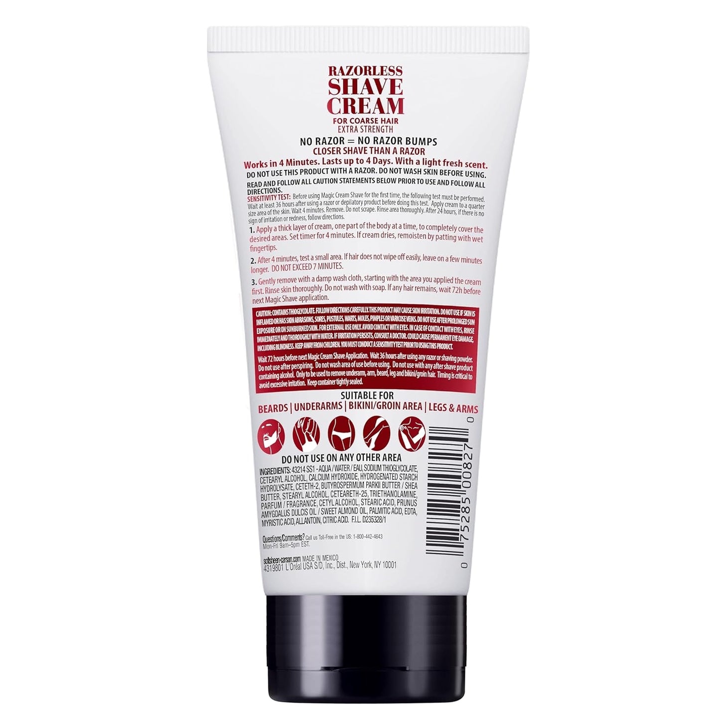 SoftSheen-Carson Magic Razorless Shaving Cream, Depilatory Hair Removal Cream for Body Hair, Extra Strength, Works in 4 Minutes for, 6 oz