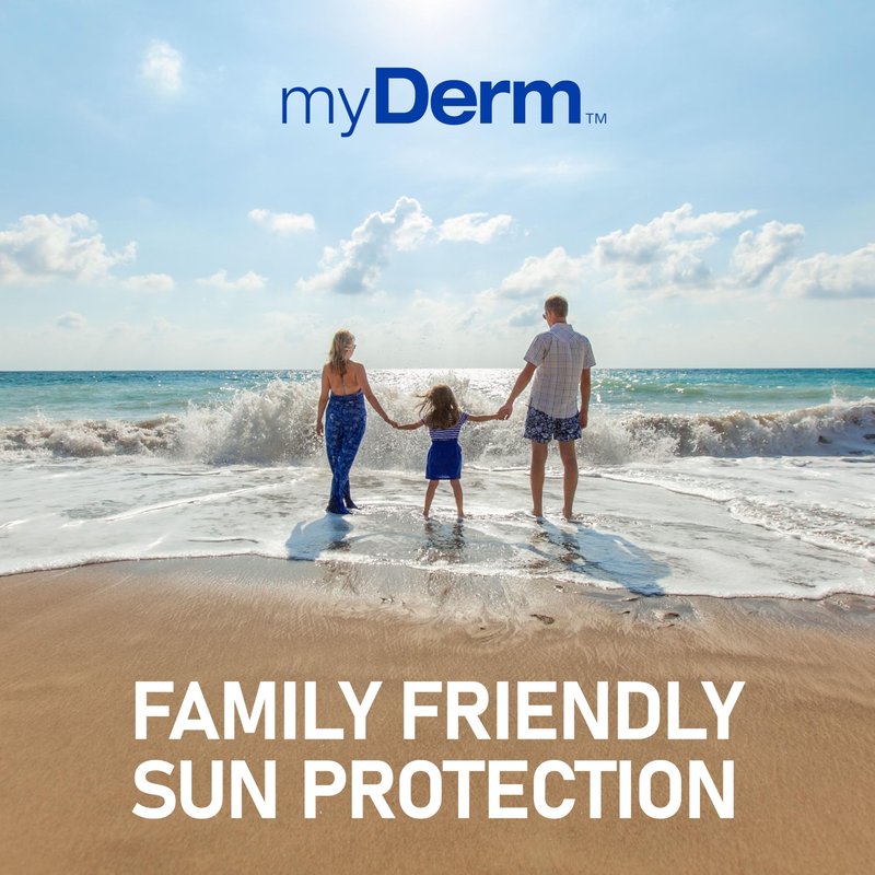 MyDerm Ultra-moisturizing SPF 50 Sport Sunscreen Lotion, Free from Octisalate, Oxybenzone, Octinoxate and Parabens, Hawaii 104 Reef Act Compliant, 128 oz (1 Gallon), Broad Spectrum UVA/UVB Protection