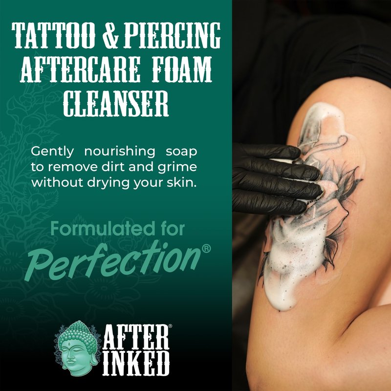 After Inked Tattoo Aftercare Lotion and Foam Cleanser Bundle - with 3oz Tattoo Lotion Aftercare and 1.7oz Tattoo Aftercare Foam Wash, Essential Tattoo Supplies, Premium Skincare Tattoo Aftercare Kit