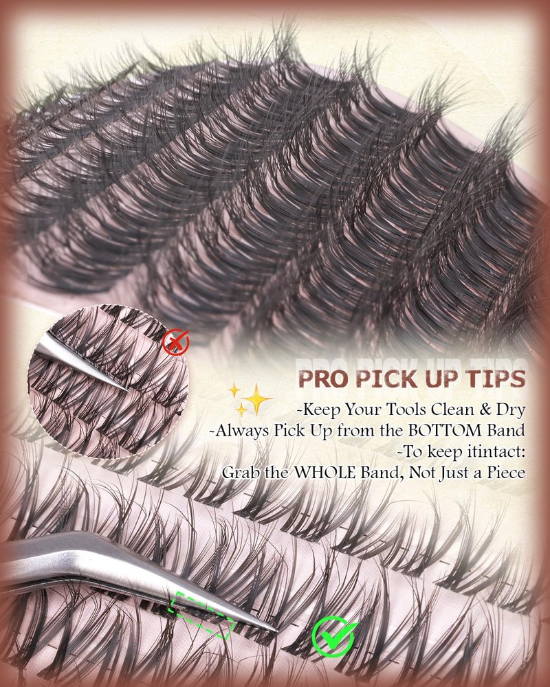 Skiennix Wispy Lash Clusters - Fluffy DD Curl Individual Eyelash Extensions | 10-16mm Natural Look