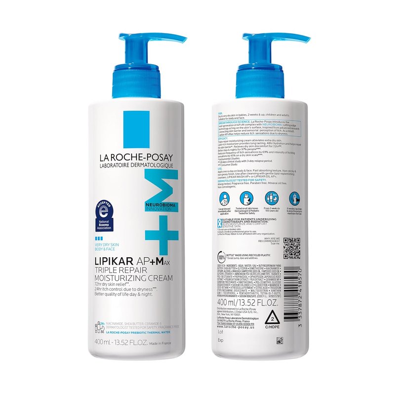 La Roche-Posay Lipikar AP+MAX Body Cream - Triple Repair Moisturizer with Shea Butter & Niacinamide for Dry Skin