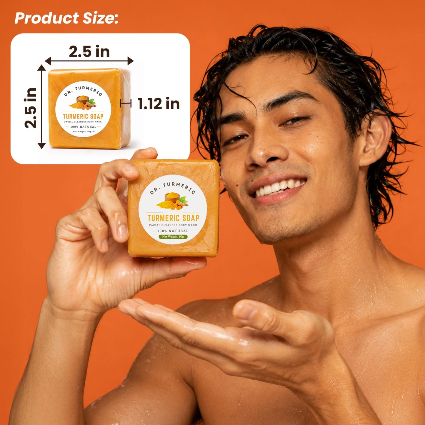 Turmeric Soap Bar for Face & Body | Vegan Skin Cleanser for Smooth, Moisturized & Radiant-Looking Skin | Rich Lather, Deep Cleansing & Refreshing Scent | 1 Bar