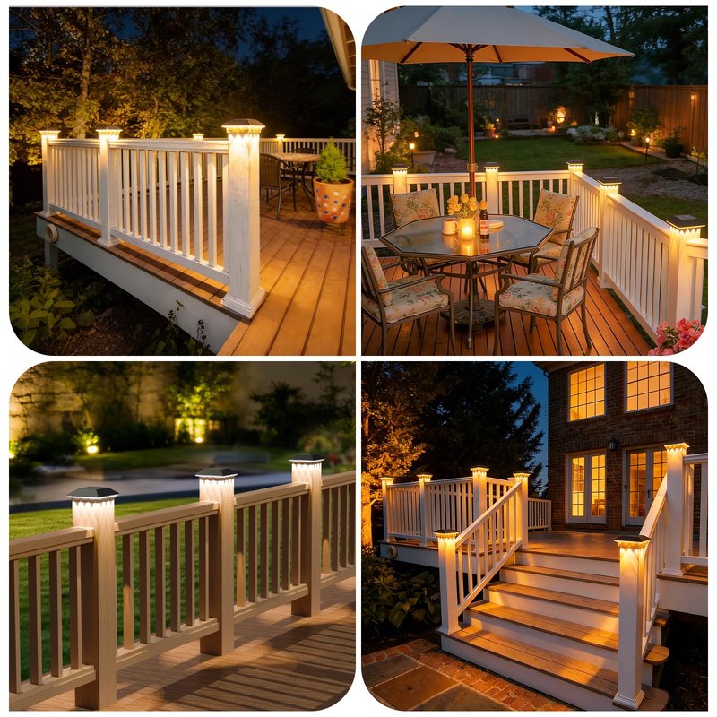 Mlambert 12 Pack Solar Post Cap Lights Outdoor - 3 Lighting Modes Waterproof LED Solar Post Lights Fit 3.5×3.5 Wood/4×4 Vinyl Fence Deck Posts, Black