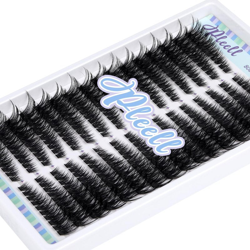 Lash Clusters 320 Pcs Individual Lashes Clusters 7-16 MM Cat Eye Wispy Eyelash Clusters D Curve 80D Cluster Eyelash Extensions Easy DIY Lash Extension at Home