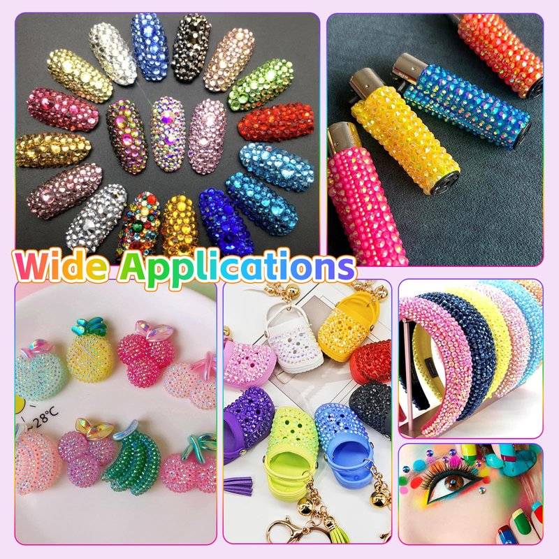 20000Pcs Color 4mm Rhinestones Bedazzling Kit with Tools, Resin Rhinestones for Bedazzling, Flatback Resin Gems for Crafts, Bedazzler Kit for Diamond Art Clothing Shoes Makeup Tumblers
