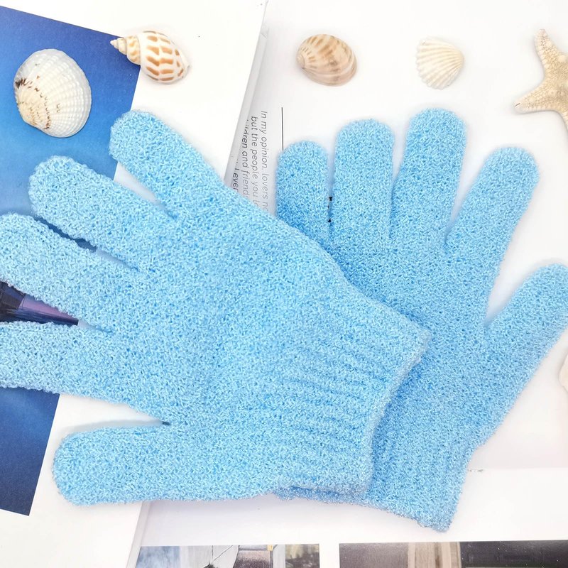 BlingKingdom 1 Pair Bath Gloves for Shower Exfoliating Wash Gloves Shower Mitts for Women Beauty Spa Massage Skin Shower Body Scrubber (Blue)