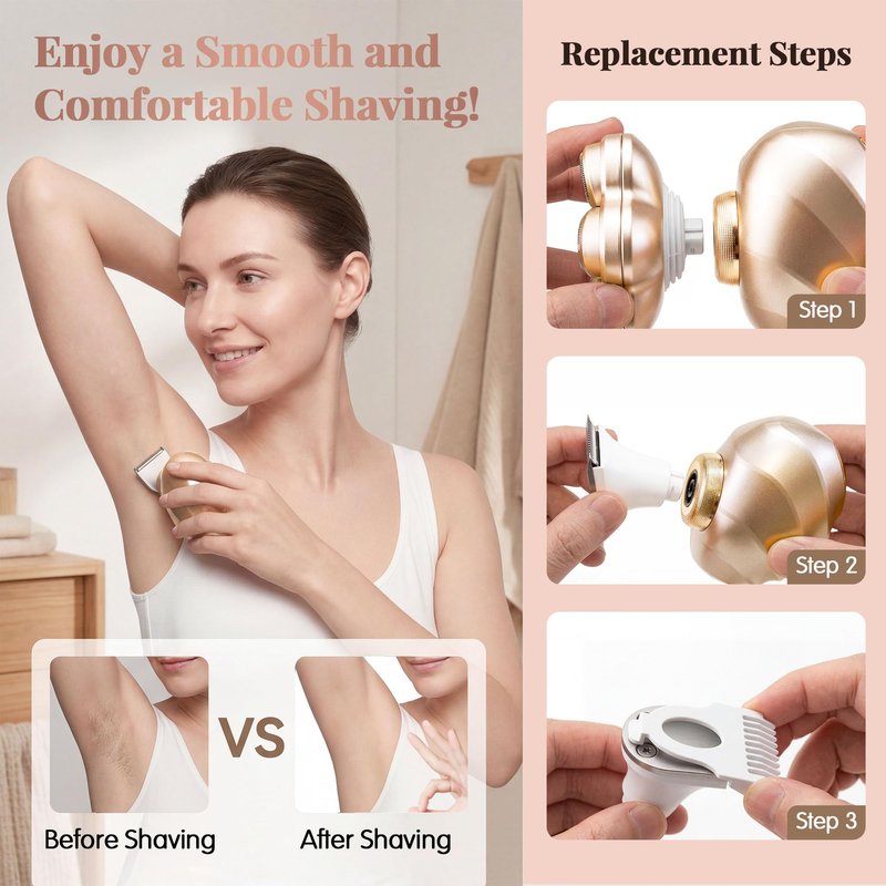 Electric Razors for Women, 5-in-1 Magnetic Electric Shaver for Women, 7D Womens Electric Razor, Wet Dry Bikini Trimmer, Rechargeable Full Body Hair Removal for Face Arms Legs Armpit Pubic Area