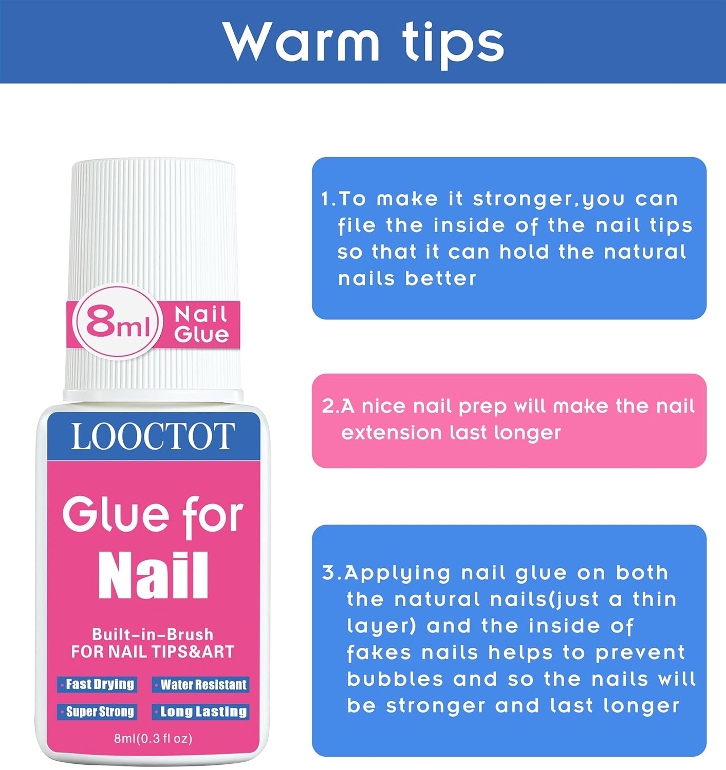 Skiennix Super Strong Nail Glue - Long Lasting Adhesive for Acrylic & Press-On Nails | 8ml (2-Pack)