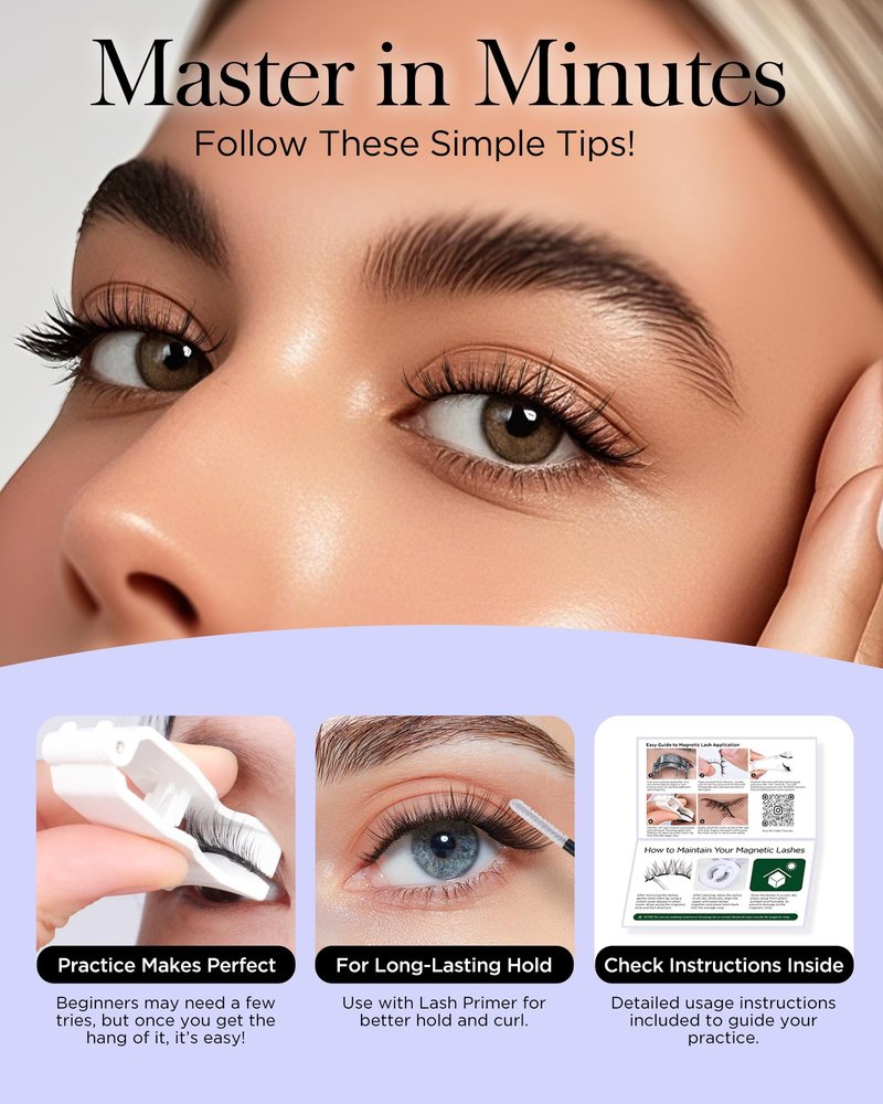 BEYELIAN Magnetic Eyelashes with Applicator, Upgrade Soft Magnetic Lashes Portable Magnetic Eyelashes Natural Look, Reusable, No Glue Needed Fales Eyelashes for Eye YT25 (All-In-One & Comfortable)