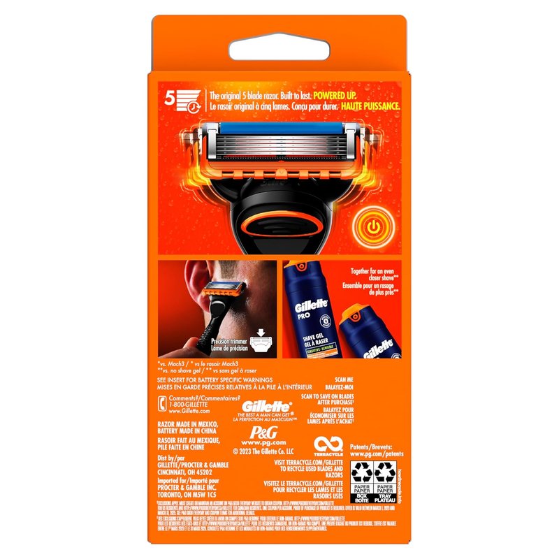 Gillette Fusion5 Power Razor for Men - Precision Shaving Handle with 1 Blade Refill
