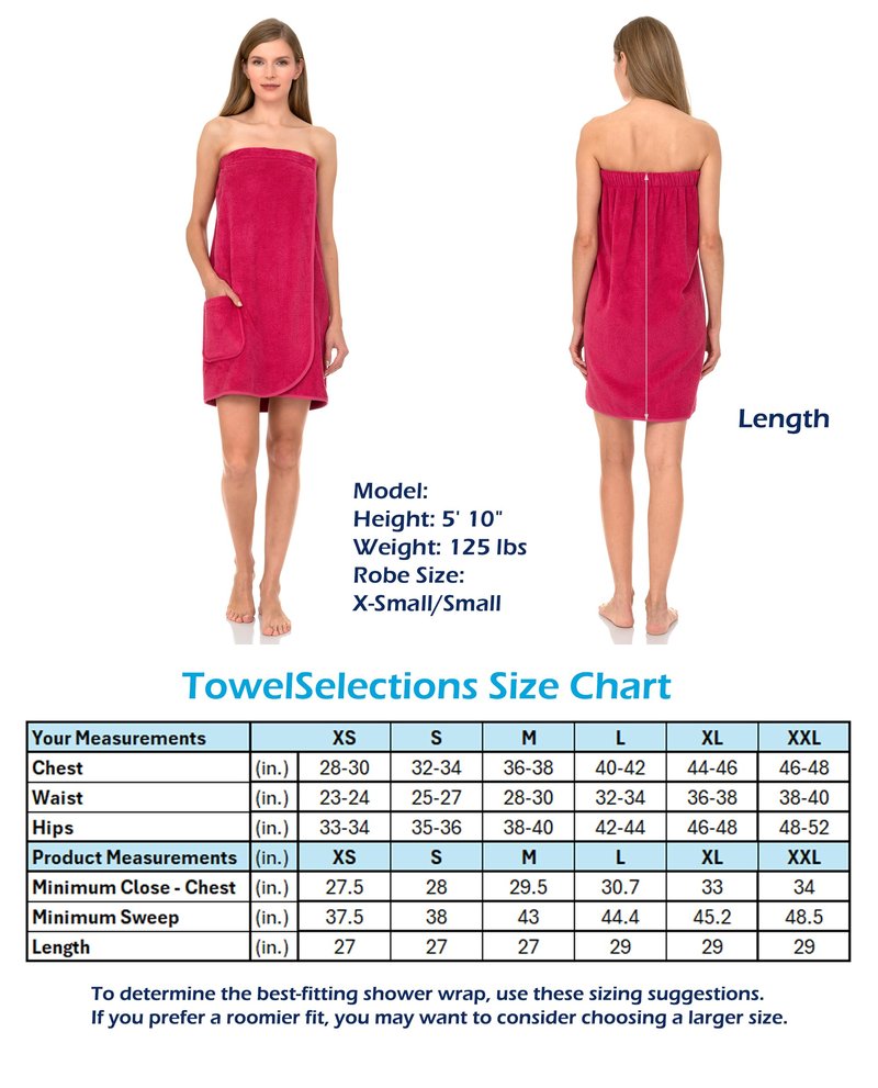 TowelSelections Womens Shower Wrap Adjustable Cotton Terry Cloth Bathwrap Gym Cover-up XX-Large White